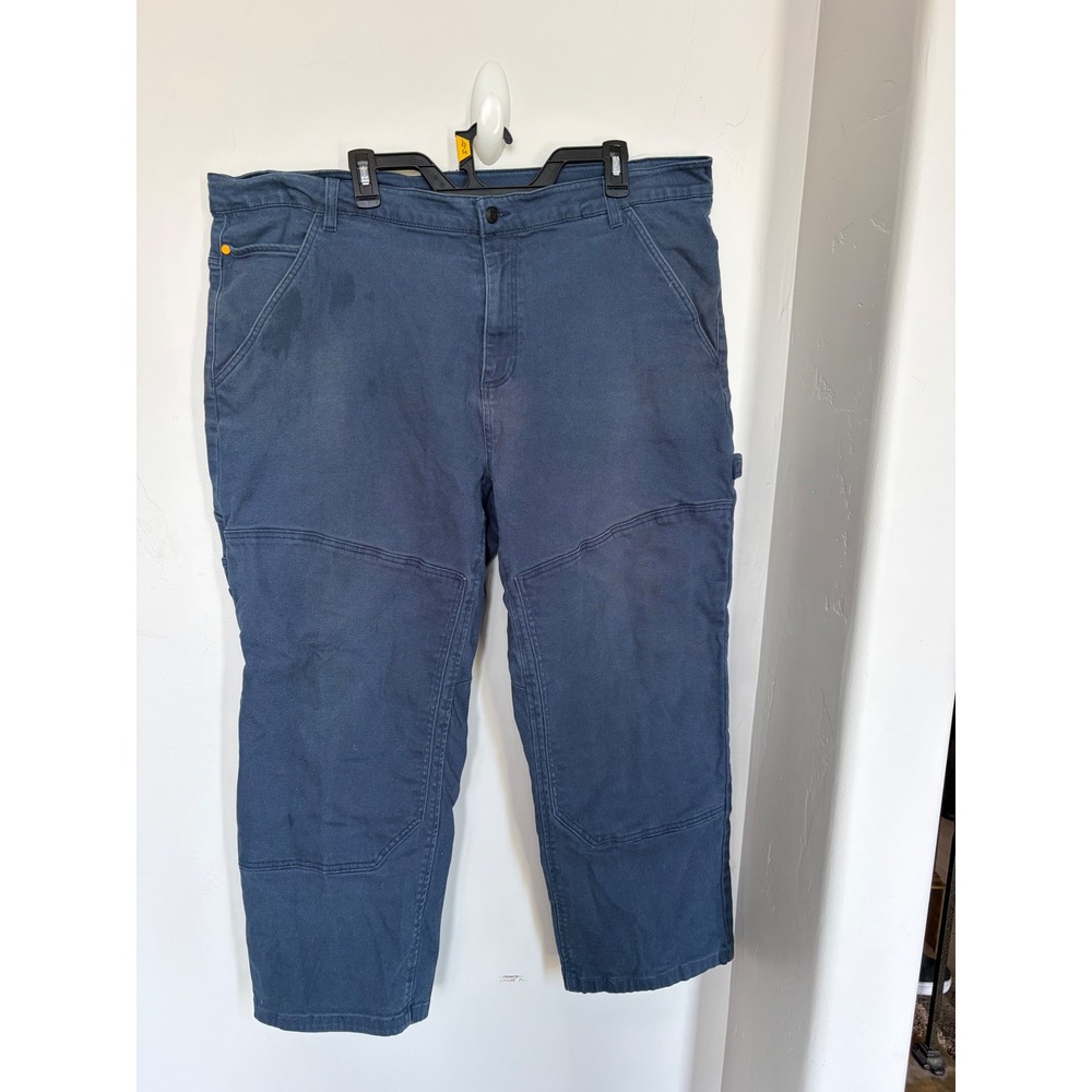 Caterpillar CAT Mens Navy Blue Carpenter Work Pants 44x30 Reinforced Knee Canvas